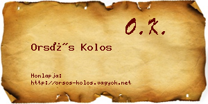 Orsós Kolos névjegykártya