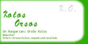 kolos orsos business card